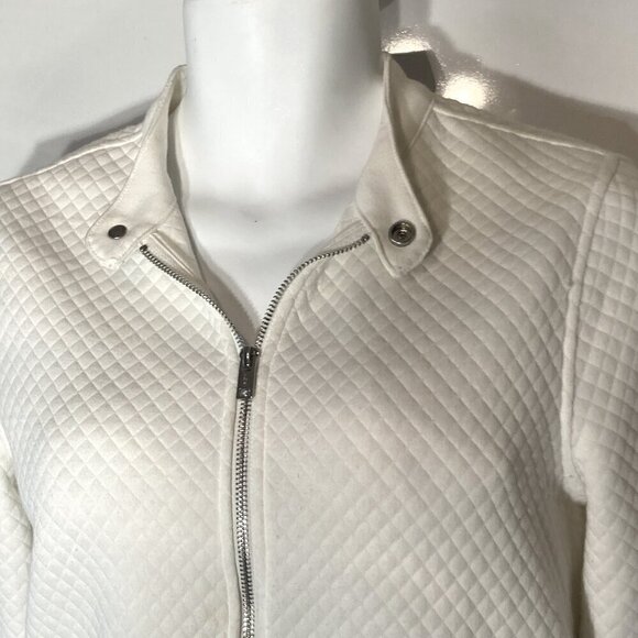 H&M SZ XS  Ivory quilted zip front sweatshirt jacket street style comfy essentia - Picture 3 of 10